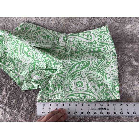 Paraphrase Size 8 100% Cotton Floral Paisley Print Flat Front Shorts Green White - Picture 8 of 12